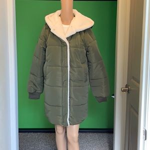 Olive Sherpa parka style jacket